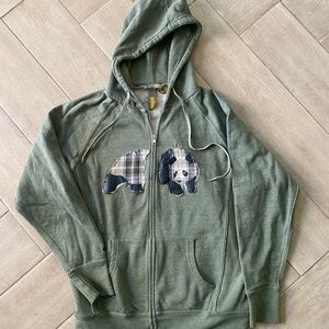 Vintage Enjoi Zip-Up Skate Hoodie with Plaid Panda Applique